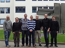 Mitglieder der Projektgruppe OV-CMS (von links: Christoph Seidensticker (OV Köln Nord-West), Stefan Jörger (OV Lahr), Markus Haas (OV Straubing), Kevin Weidler (OV Lünen), Markus Schröder (THW Leitung), Christian Brinkert (OV Gladbeck/Dorsten), Jan Wiese (OV Wardenburg))